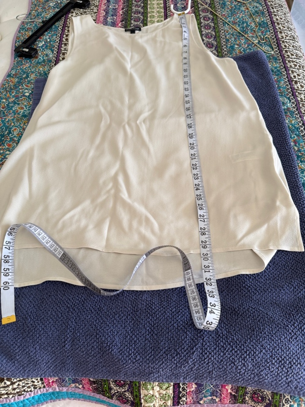 Eileen Fisher Cream Sleeveless Silk Shell Top - Picture 6 of 6